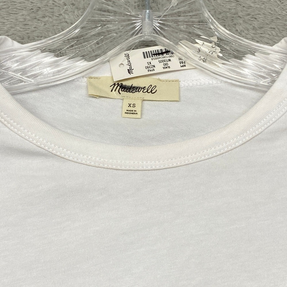Madewell Top Womens XS White Asymmetric Ruched Tee Allday Jersey Crewneck NZ390 - Picture 5 of 11